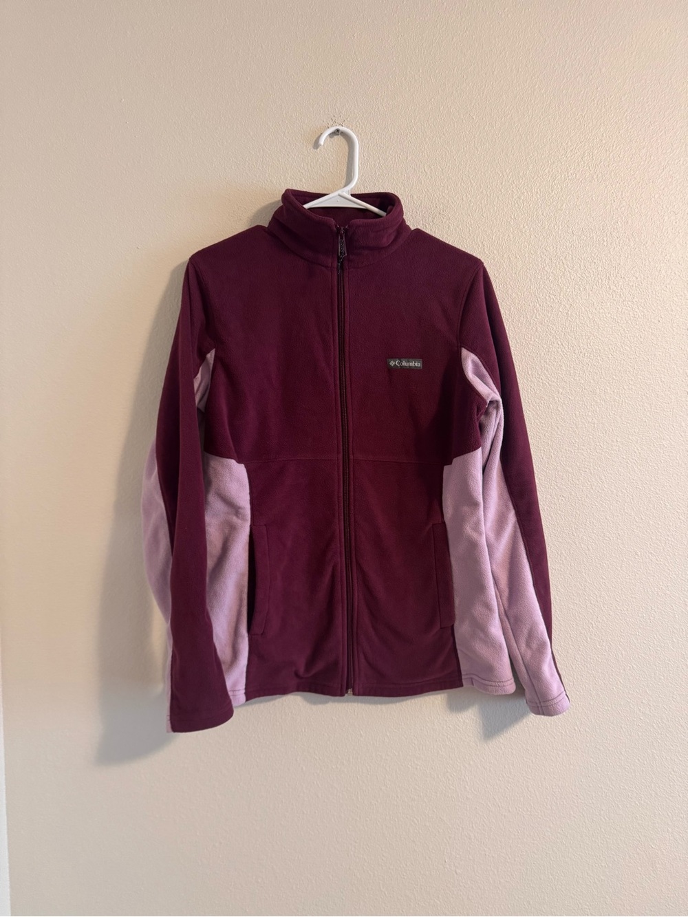 Columbia Women's Burgundy and Light Pink Teddy Fleece Jacket
